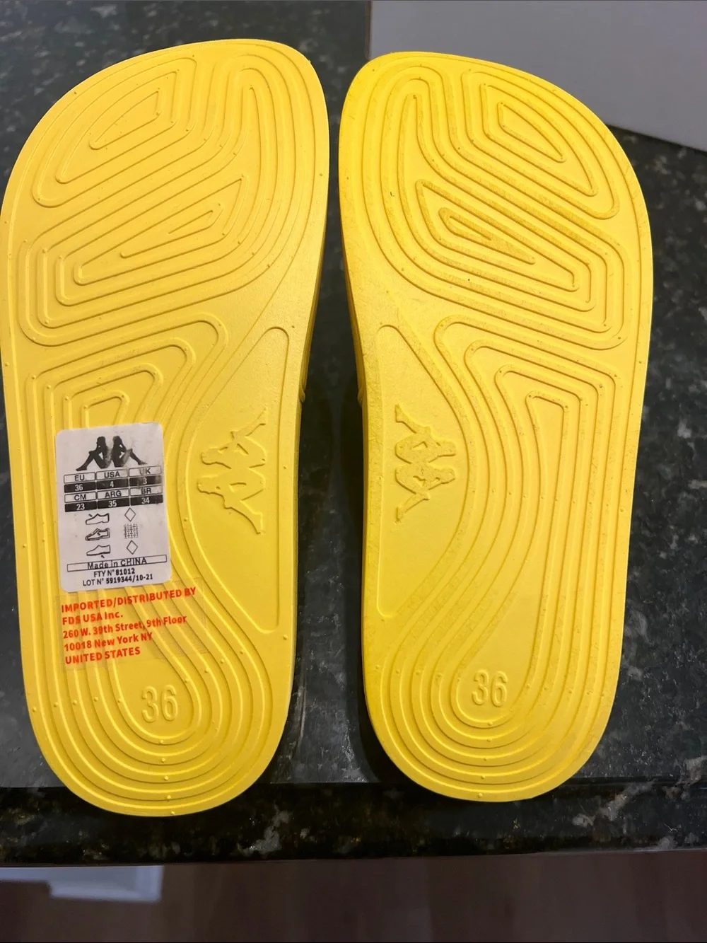 Kappa Kids Bright Yellow Logo Slide Sandals  4Y / 5-5.5W